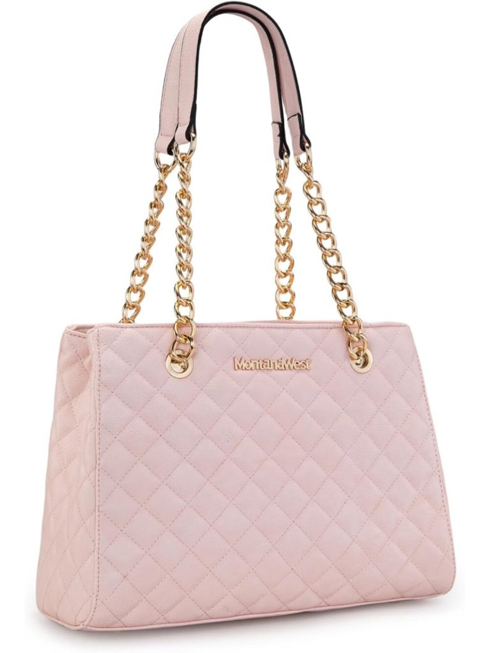 Quilted Medium Tote Bag for Women | Stylish Chain Shoulder Handbag Purse